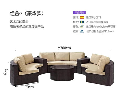 furniture sofa combination garden terrace leisure rattan circular courtyard outdoor open-air rattan chair for living room