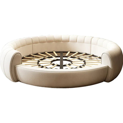M71 round Bed Double Marriage Bed Modern Simple Home Hotel 2M Serena Large round Cream Wind Bed in Master Bedroom