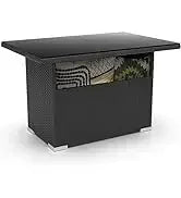 PatioLix 8 Piece Patio Furniture with 44"Propane Gas Fire Pit Table. Outdoor Sectional Conversation Set Wicker Rattan Sofa