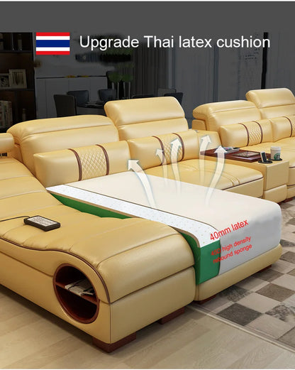 Leather Sectional Sofa for Living Room, Massage Recliner, Home Furniture, Modern Style