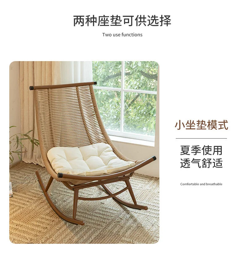 Hxl balcony rocking recliner casual outdoor rattan chair adult nap