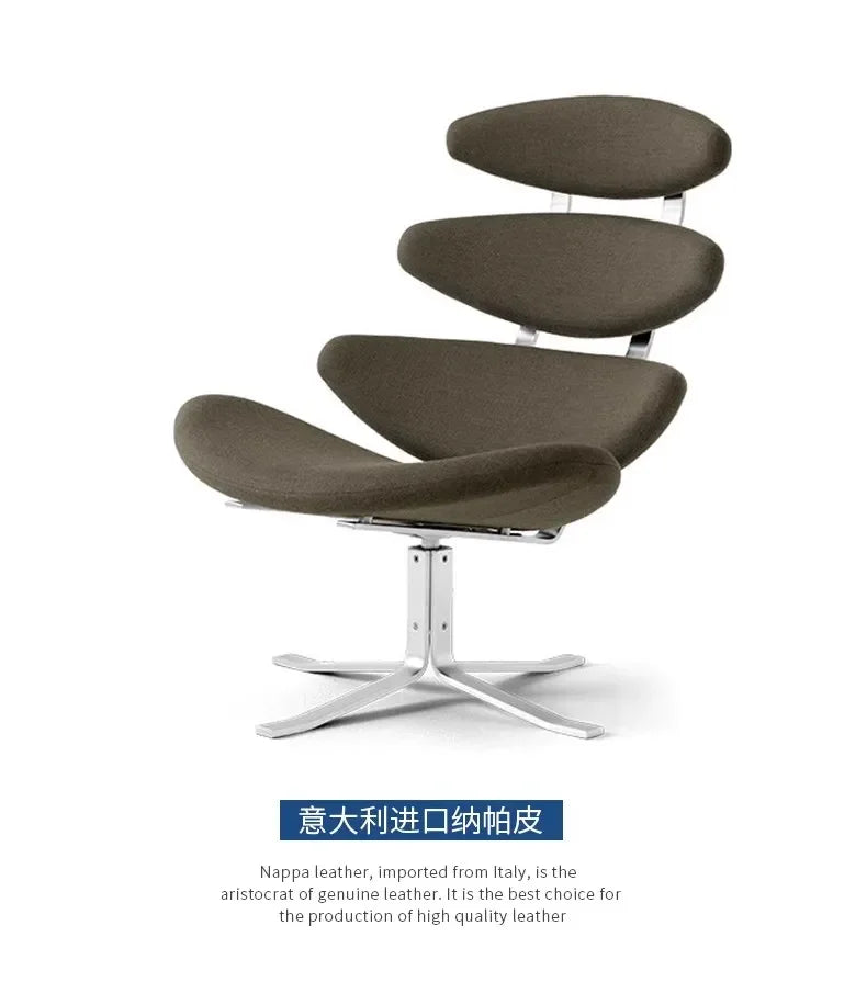 Modern simple chair stainless steel fish bone artistic sense high sense single sofa chair lazy
