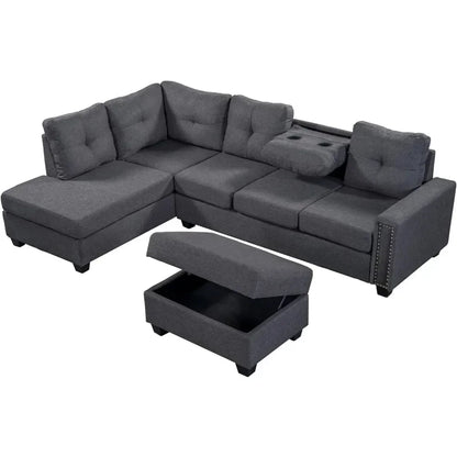 high quality,durable ,practical,Exquisite  Comfy Oversized Corner Sofa Cup Holder,Fabric Living Room Furniture Couch Sets