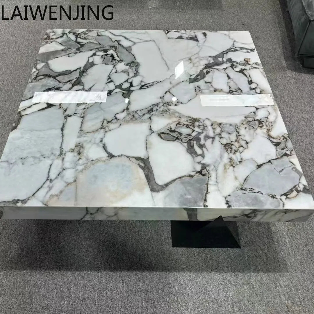 HLZ Modern Minimalist Marble Coffee Table Light Luxury Large and Small Apartment Home Living Room Square Flat Coffee Table