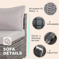 A 8 Pieces Patio Furniture Set Wicker Outdoor Conversation Set Rattan Sectional Sofa Set w/Storage Box & Glass Coffee Table