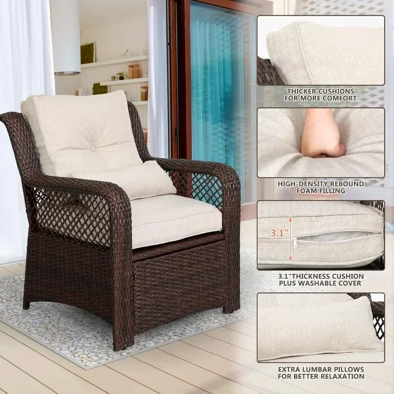 Long - lasting 6 Pieces Patio Furniture Set, Wicker Outdoor Patio Sets, Sectional Rattan Sofa Chairs with Coffee Table