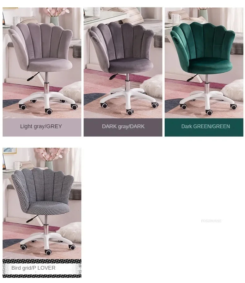 Rotatable Velvet Office Chair for Company Modern Soft Backrest Chair with Wheels Simple Creative Office Chairs for E-sports Room