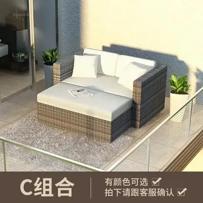 Luxury Terrace Courtyard Garden Furniture Outdoor Garden Sofa Combination Outdoor Waterproof Sun Protection Leisure Sofa Chair N
