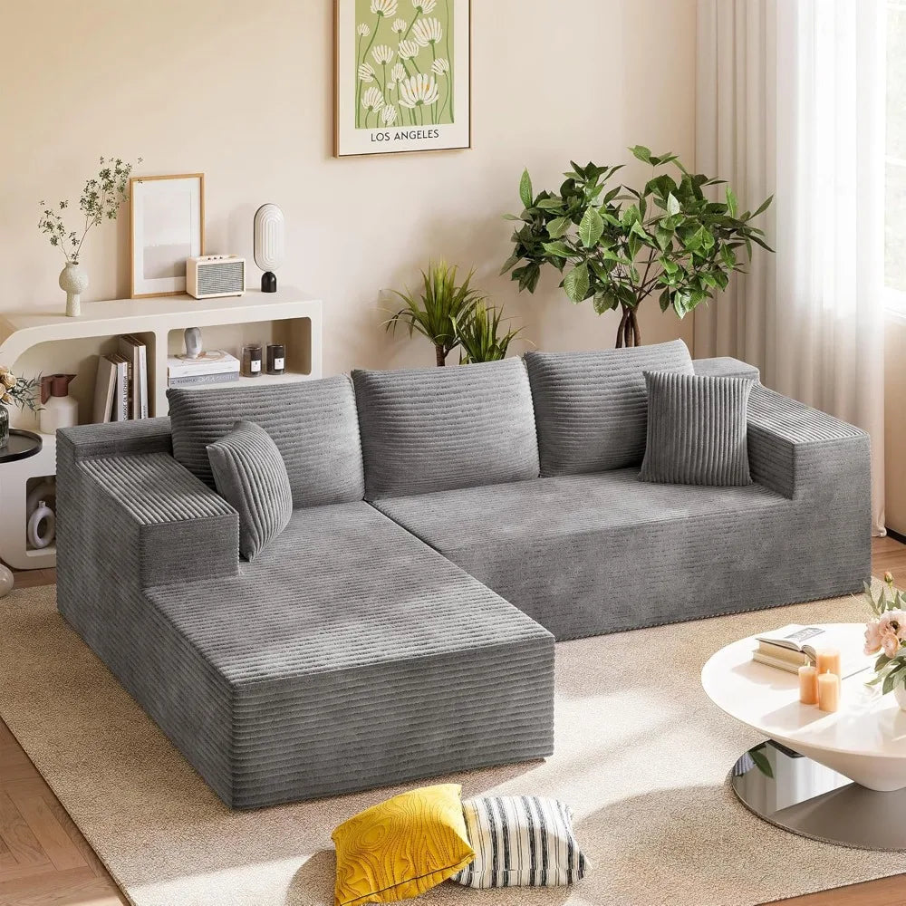 108" Modular Sectional Sofa, Boneless Couch with L-Shape Chaise, Cloud Couch with Deep Seat Upholstered, No Assembly