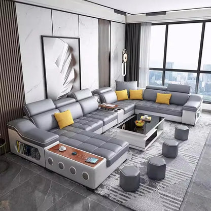 For Multifunctional U-Shaped Sofa Set Fabric Corner Sofa With Usb Speaker  Living Room Furniture 7 Seater Sofa China Furniture
