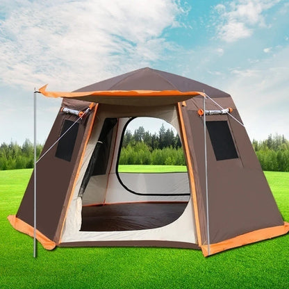 Automatic Camping Tent Outdoor Waterproof Anti-UV Hexagonal Big Tent Aluminum Pole Garden Pergola Awning Family Tent 4-6 Persons