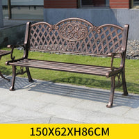 Cast Aluminum Bench Modern 150cm Outdoor Bench Chair Leisure Patio Bench Metal Benches Park Bench for Garden Outdoor Patio
