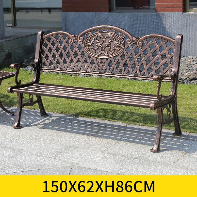Cast Aluminum Bench Modern 150cm Outdoor Bench Chair Leisure Patio Bench Metal Benches Park Bench for Garden Outdoor Patio