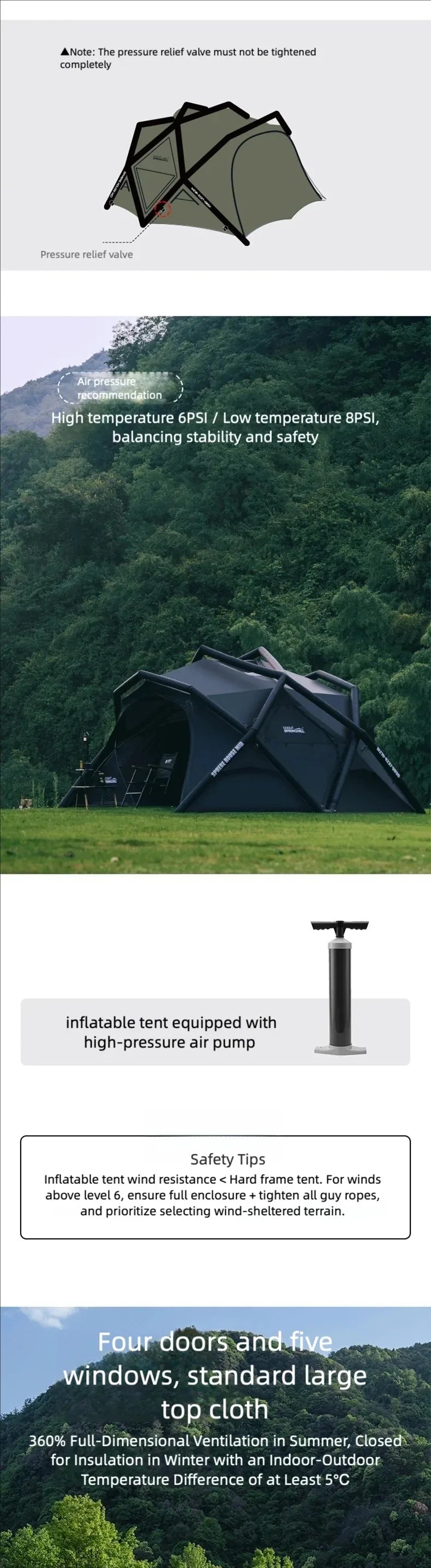 Goout SpringHill Fuxi Inflatable Ball Tent for Outdoor Camping, One-Piece Portable Wild Camping Overnight Rainproof