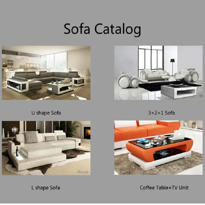 Modern creative living room sofa U-shaped corner leather sofa for large apartment