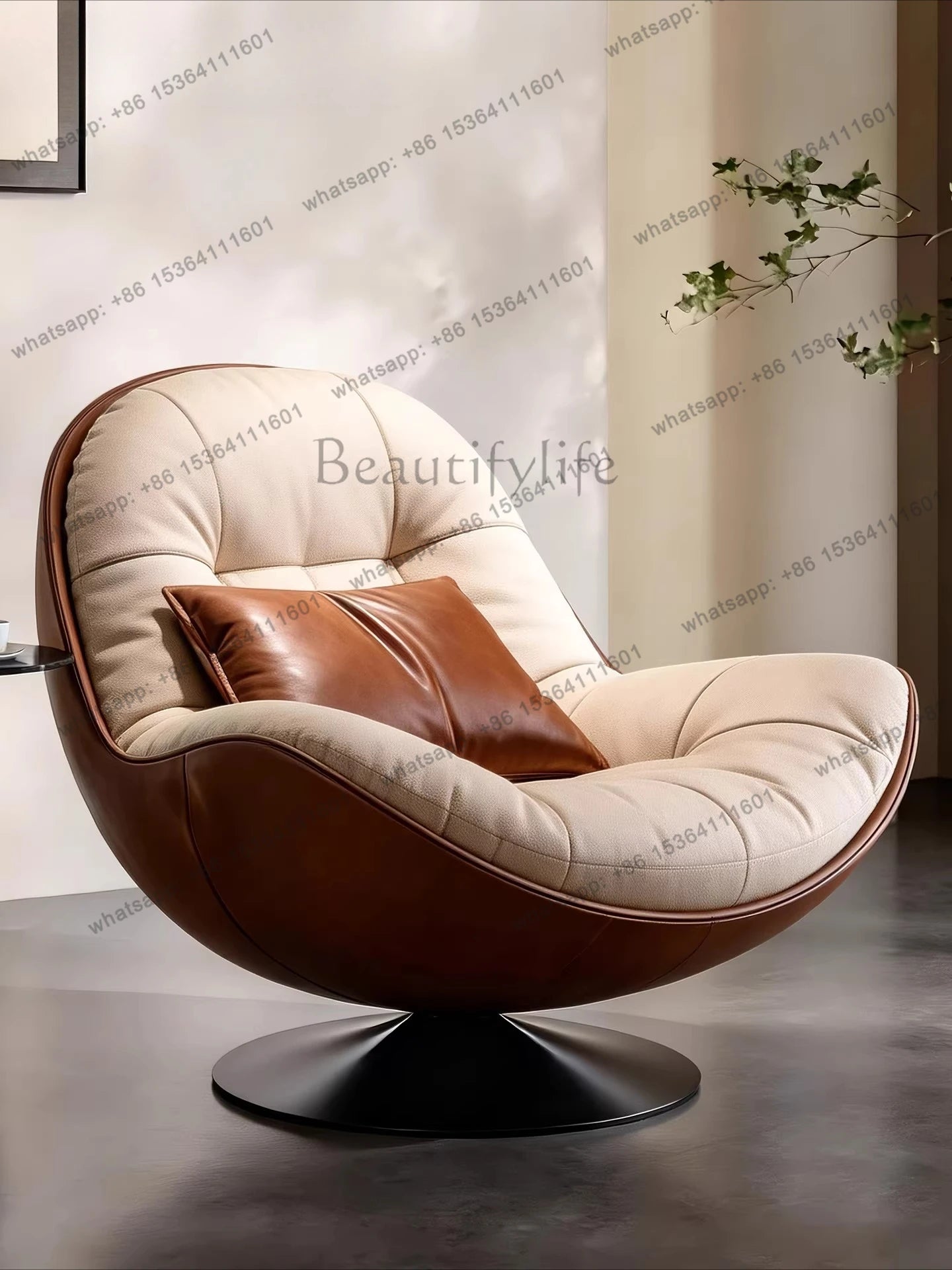 Italian minimalist lazy sofa chair bedroom modern simple light luxury single swivel chair for home use