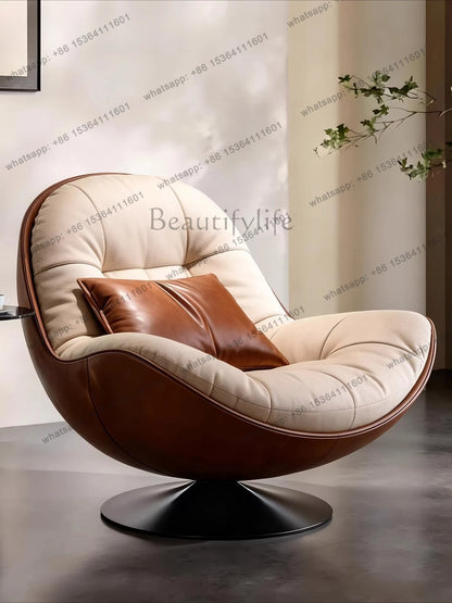 Italian minimalist lazy sofa chair bedroom modern simple light luxury single swivel chair for home use