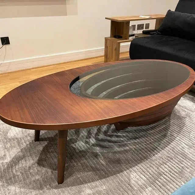 Meubles de salon en noyer naturel, table basse moderne faite à la main, menuiserie, décoration de bord solide