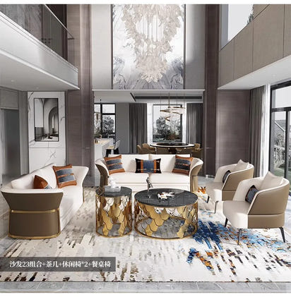 Italian Designer Leather Sofas Luxury 3 Pieces Set Minimalist Modern Sofa Loveseat Floor Divano Soggiorno Home Furniture