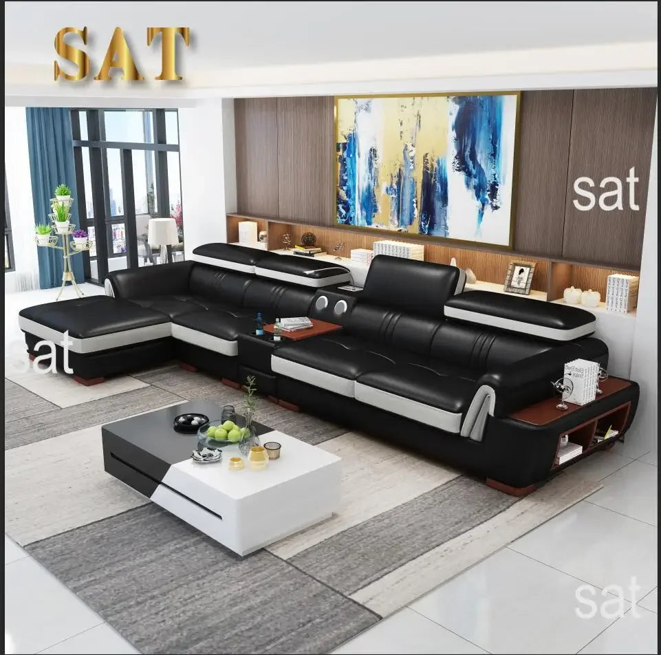 A New Design Fashion Leather and Cloth Combination Furniture Living Room Sofa