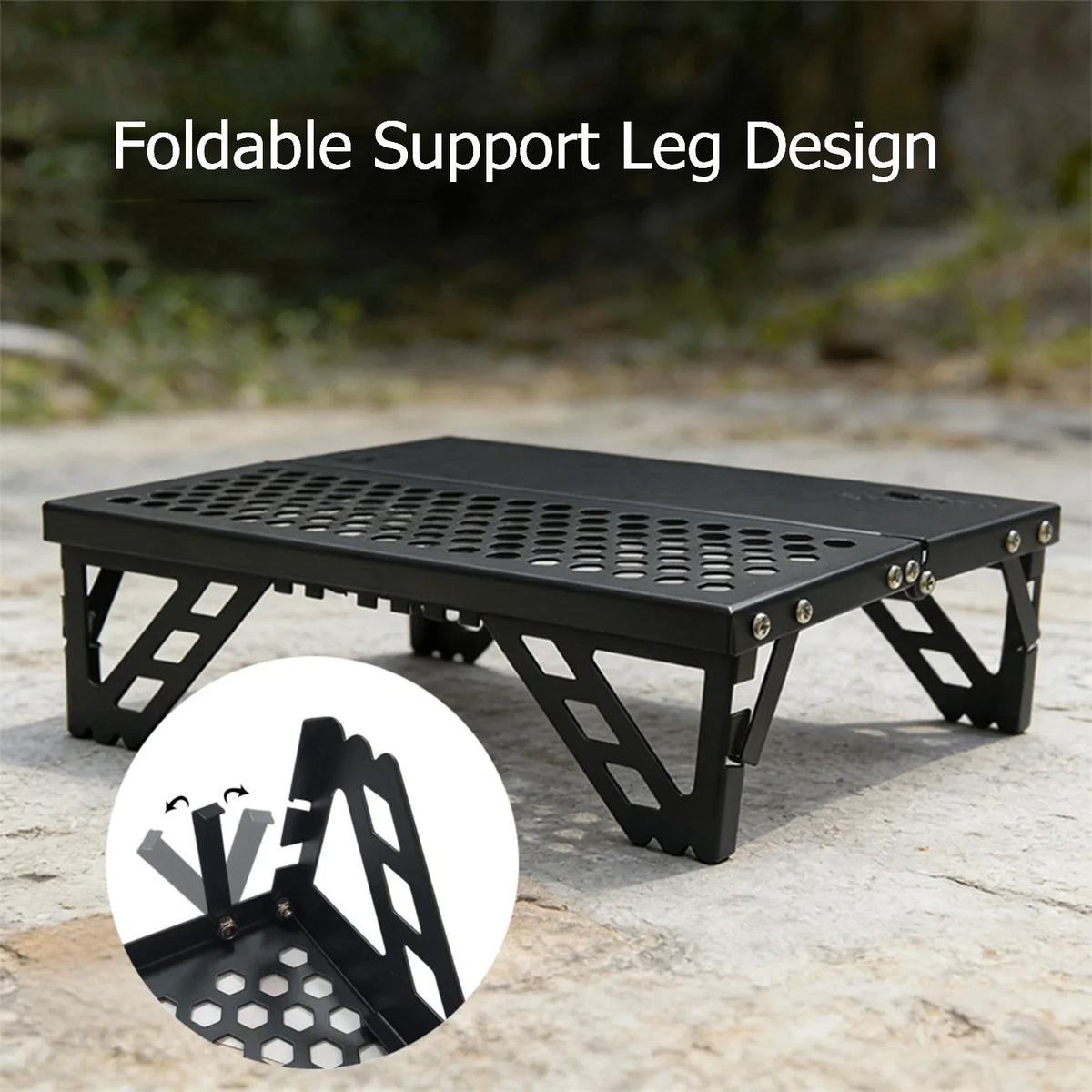 Pocket Mini Table for Camping, Aluminum Lightweight Portable Table Foldable Leg Design Perfect for Cookware, Hiking, Fishing