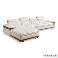 MINGDIBAO Premium Italian Genuine Leather Sofa Set for Living Room with Adjustable Headrests, Bluetooth Speaker, Wireless Charge