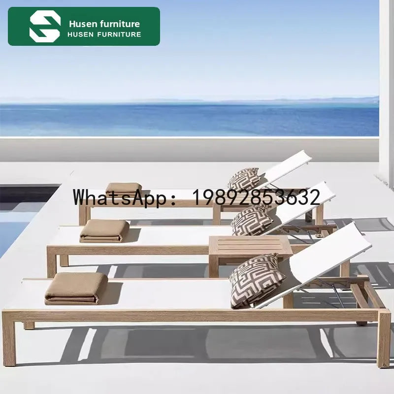 YFY Outdoor Recliner Villa Courtyard Waterproof Sunproof Hotel Resort Pool Outdoor Terrace Anti-corrosion Wood Reclining Bed