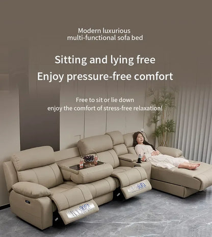 Luxury Italian living room sofas modular Electric Recliner sofa bed Multi-functional leather home theater sofa
