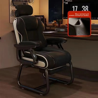 Ergonomic Office Chair with Adjustable Headrest, Latex Seat, Reclining Function & Linked Armrests, Bow Tie Base