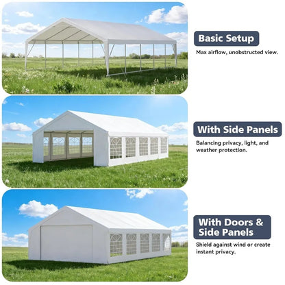 Heavy Duty 32x16 Party Tent with LED Light, Removable Sidewalls&Roll-Up Door,Waterproof Outdoor Event Shelter for Wedding,Custom