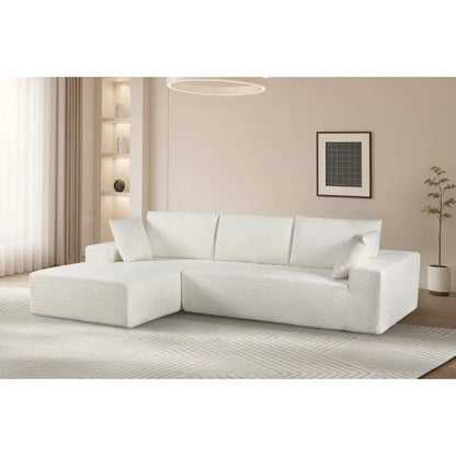 CozyForm Convertible Sectional Sofa in Soft Corduroy, Modern Comfy Couch with Full Foam Cushioning, Cozy Sleeper Sectional for L