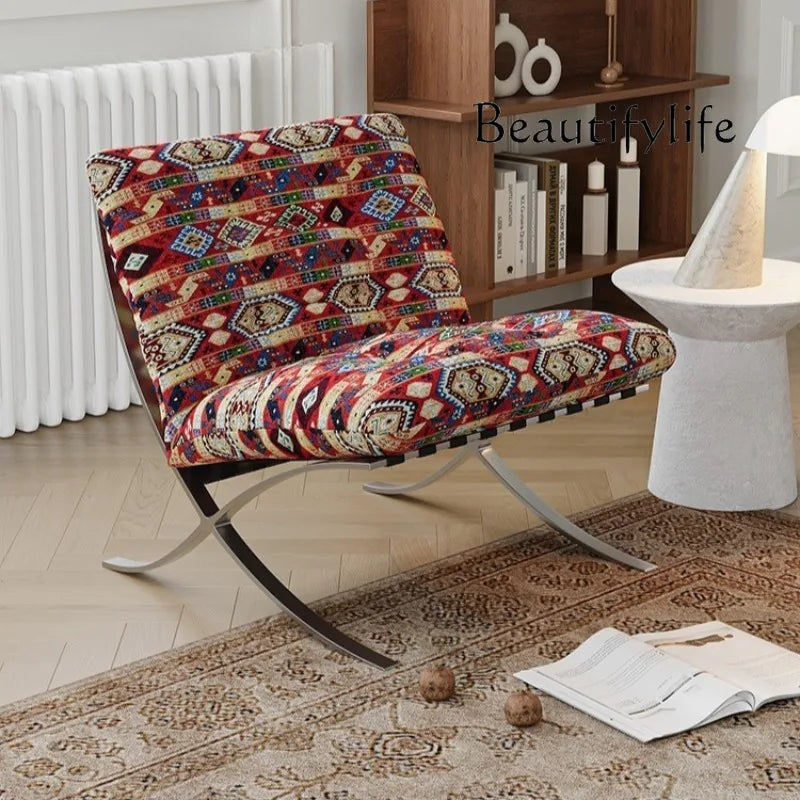 Stainless Steel Relaxing Chair Sturdy and Durable Single-person Sofa Chair Modern Leisure Chair Luxury Living Room Furniture