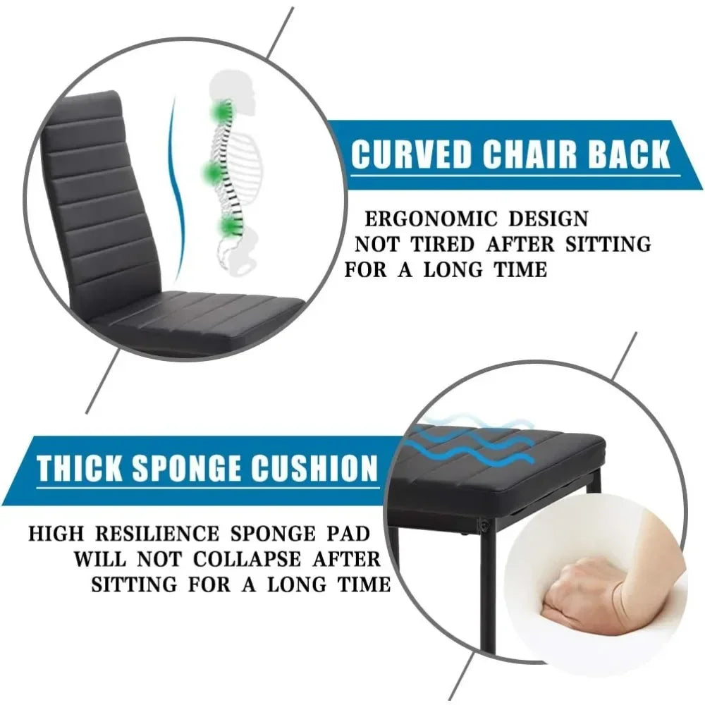 | 5-Piece Dining Table Set | Glass Kitchen Table with 4 Upholstered Chairs | Space-Saving Design