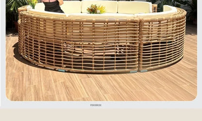 Outdoor PE Rattan Garden Sofas Courtyard Open-air Sofa Chair Combination Outdoor Garden Leisure Balcony Full Arc Sofa Chairs FF