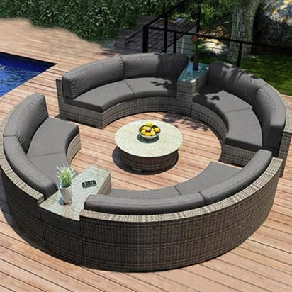 Outdoor round rattan sofa combination garden courtyard