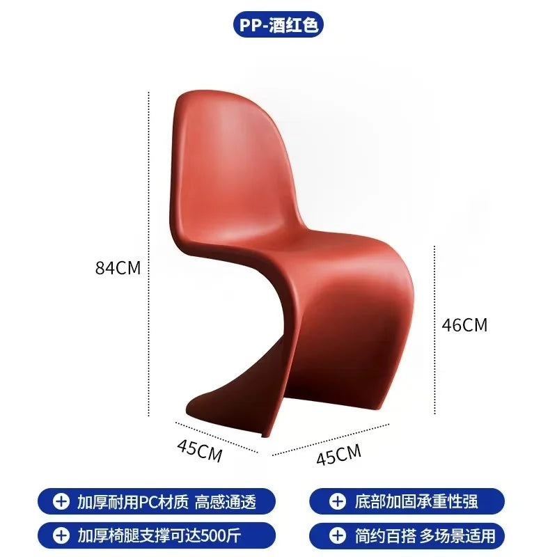 Elegant Clear Plastic Chair with Acrylic Backrest for Living Room Dining Stylish S Shaped Transparent Plastic Dining Stool
