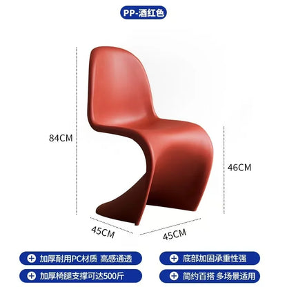 Elegant Clear Plastic Chair with Acrylic Backrest for Living Room Dining Stylish S Shaped Transparent Plastic Dining Stool