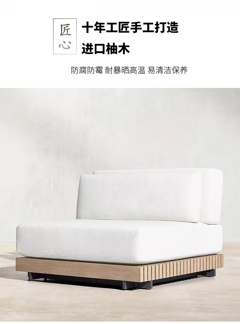Nordic, outdoor, sofa, hotel, coffee table, outdoor, open-air, villa, solid wood, sofa, combination, courtyard, furniture