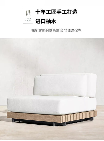 Nordic, outdoor, sofa, hotel, coffee table, outdoor, open-air, villa, solid wood, sofa, combination, courtyard, furniture