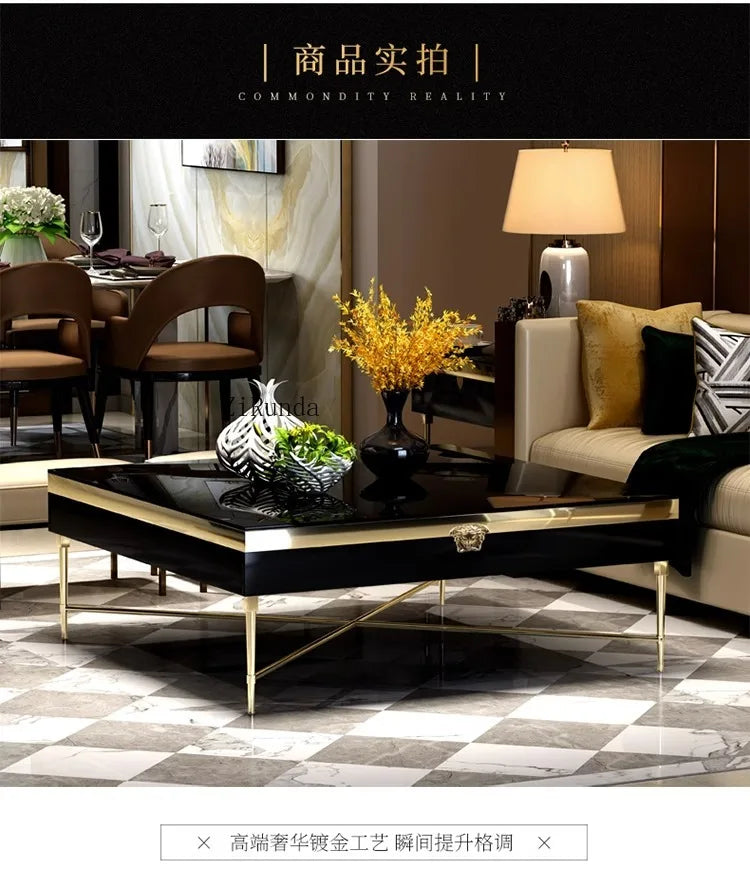 High fashion coffee table living room square paint glass square coffee table