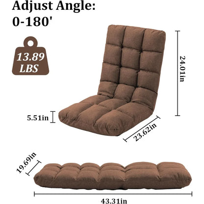 Folding Floor Chair with Back Support, 14 Adjustable Positions, Breathable Padded Sleeper Bed, Couch Recliner, Gaming Sofa Chair