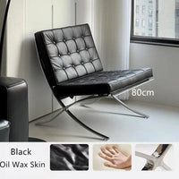Elegant Barcelona Single Sofa Chair Oil wax skin for Living Room or Bedroom Lazy Lounge Chair Cat scratch skin Sofa Chair