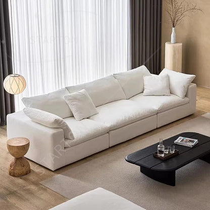 Italian Modern Modular Sofa Floor White Cloud Couch Cotton Linen Fabric Sectional Furniture Sofa Set