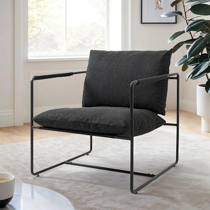 Gray Living Room Chair, Modern Fabric Armchair for Bedroom or Lounge, Comfy Sherpa Accent Chair for Daily Comfort