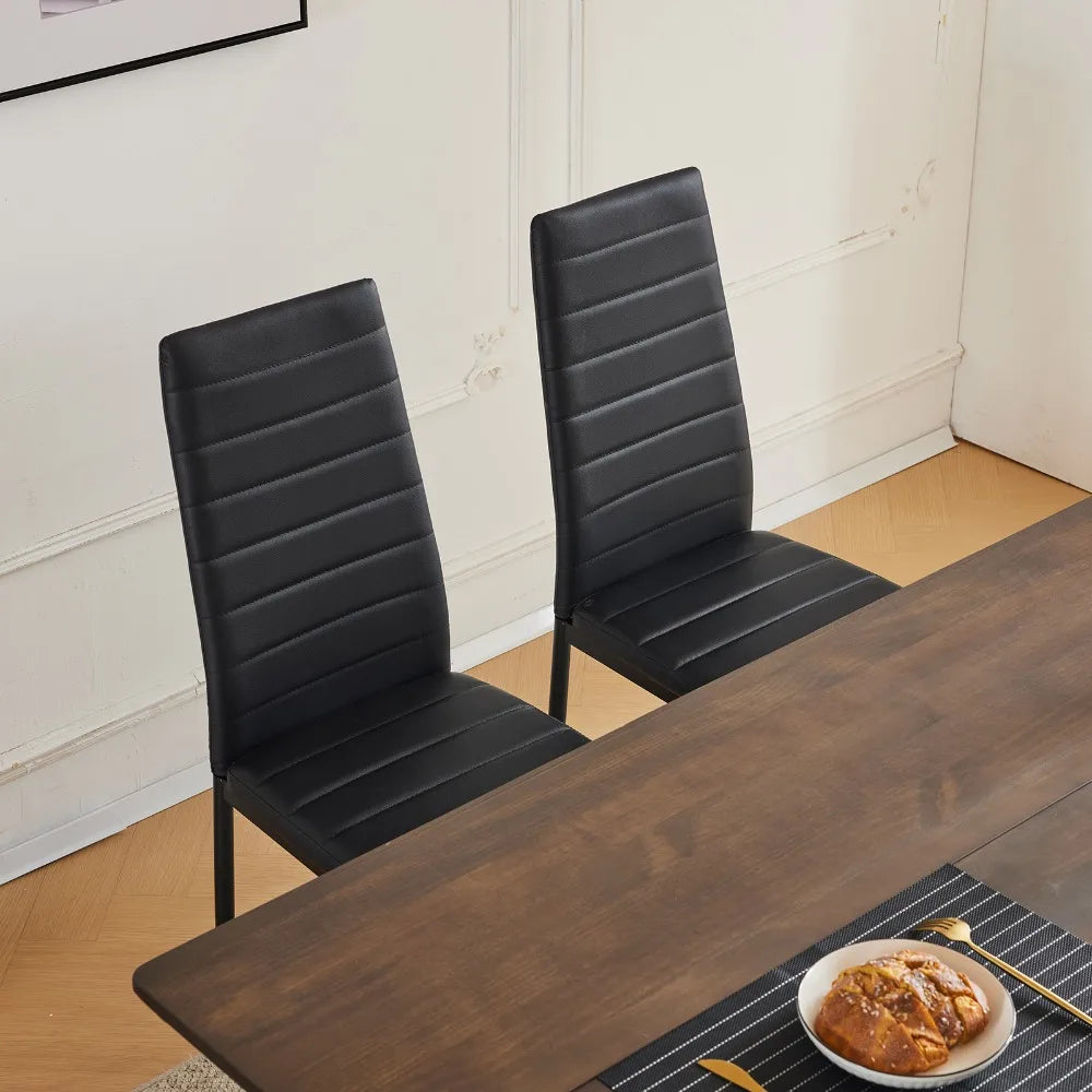 7 PCS Kitchen Dining Set Modern Breakfast Furniture Wood Top Table & 6 Chairs