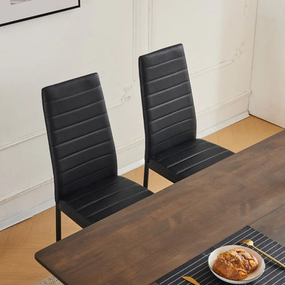 7 PCS Kitchen Dining Set Modern Breakfast Furniture Wood Top Table & 6 Chairs