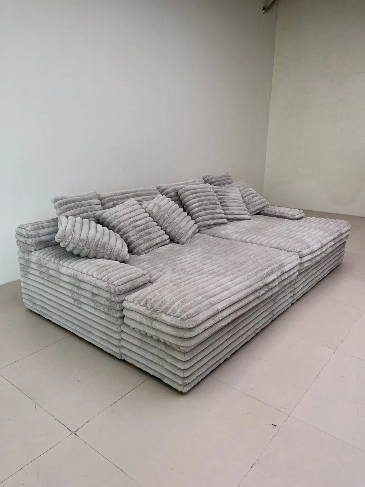 Nordic-style Lazy Sofa, Thick Corduroy Cloud Design, Extra Wide Seat Depth, Vacuum Compressed Packaging Living Room Furniture