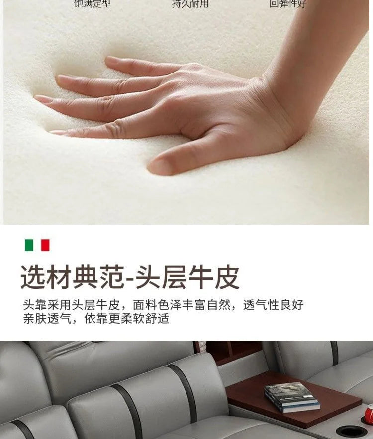 Genuine Leather Luxury Sofas Italian Minimalist Living Room Apartment Sofas Comfortable Straight Chaises De Salon Furnitures