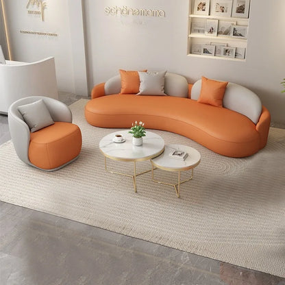 Light luxury and comfortable clothing store, beauty salon, rest area, lobby reception, office sofa, curved negotiation sofa
