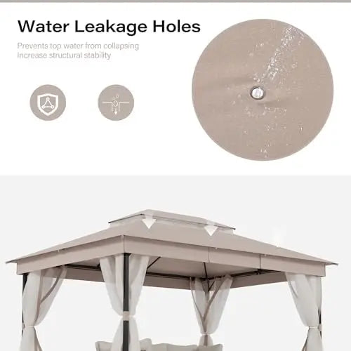 Patio Gazebo 10'x13', Outdoor Heavy Duty Party Tent Shelter with Double Roofs, Mosquito Nettings for Backyard, Garden